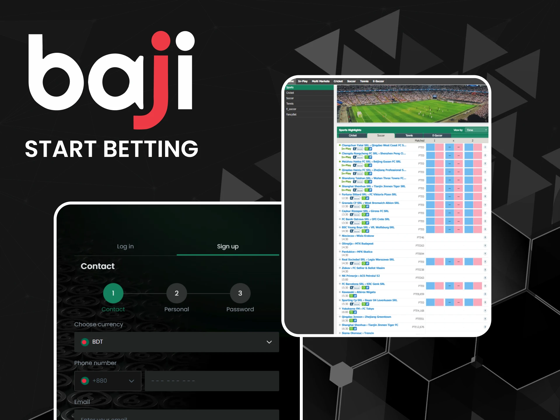 Instructions for users on how to bet on football at the Baji Bet online casino.